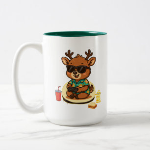 Lustiger Gamer-Hirsch Sonnenbrille Snack-Liebhaber Zweifarbige Tasse