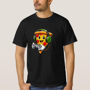 Lustiger Gamer-Pizza-Charakter-Gaming-Design – Cut T-Shirt