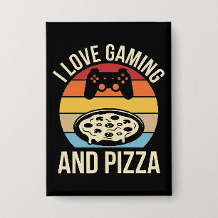 Lustiger Gamer-Pizza-Gaming-Videospiel-Enthusiast- Button