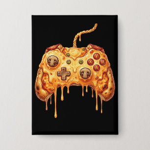 Lustiger Gamer Pizza Gaming Videospiel Enthusiast Button