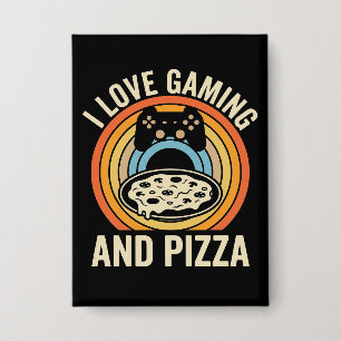 Lustiger Gamer Pizza Gaming Videospiel Enthusiast Button