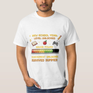 Lustiger Gamer Zurück zur Schule Level freigesch T-Shirt
