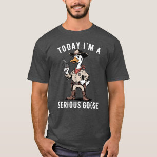 Lustiger Gänse Sheriff Cowboy Western Ernsthafte G T-Shirt