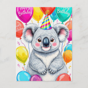 Lustiger Geburtstag-Koala mit Ballons Sarkastisch Postkarte