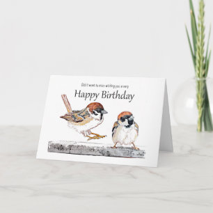 Lustiger Geburtstag Süßer Sperling Vogel Karte