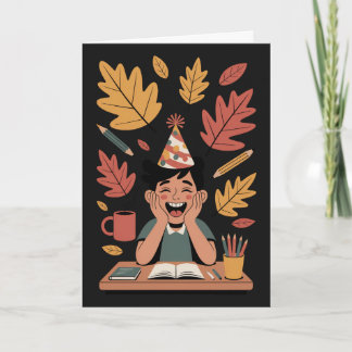Lustiger Geburtstag zum Schulbeginn und Herbst Karte