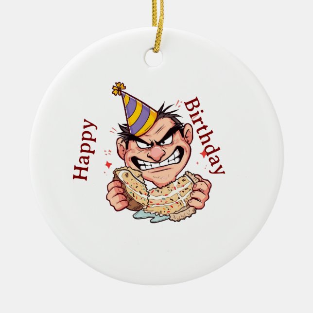 Lustiger Geburtstagsaufkleber Keramik Ornament (Vorne)