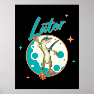 Lustiger Gecko Später Prokrastinations Humor Poster
