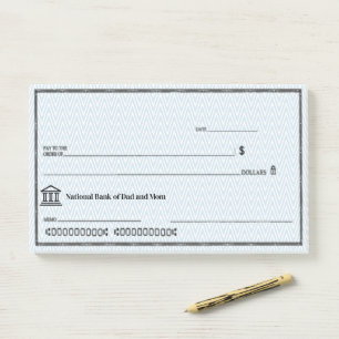 Lustiger gefälschter Blankoscheck Personalisieren  Post-it Klebezettel