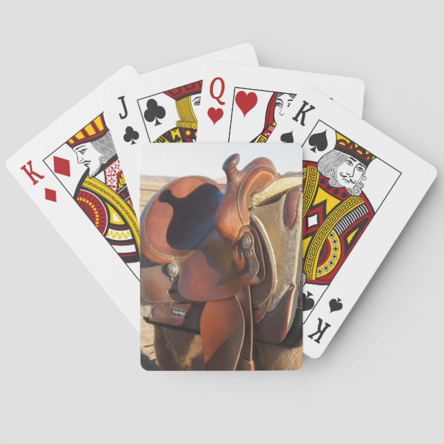 Lustiger geglittener Pferdesattel - Western Spielkarten (Rückseite)