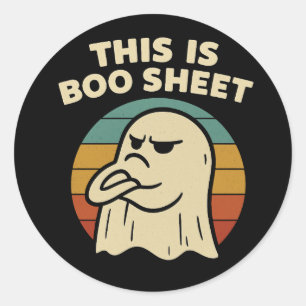 Lustiger Geist "Das ist Boo-Blatt" Retro-Halloween Runder Aufkleber