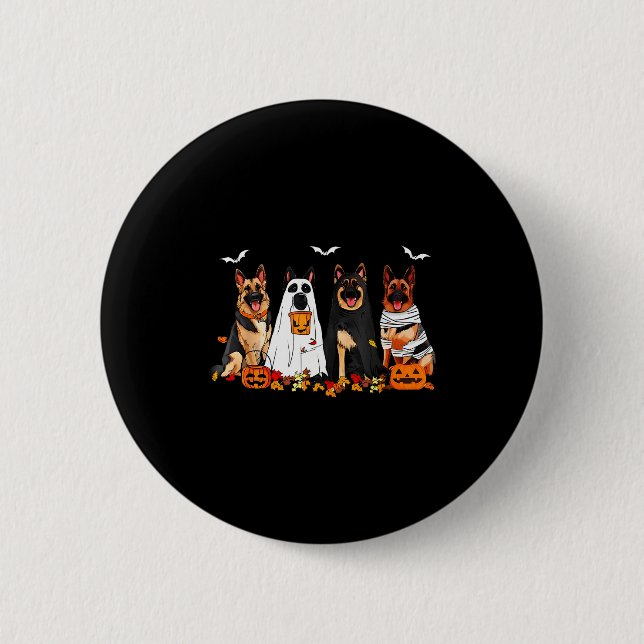 Lustiger Geist Deutscher Schäferhund Halloween Hun Button (Vorderseite)
