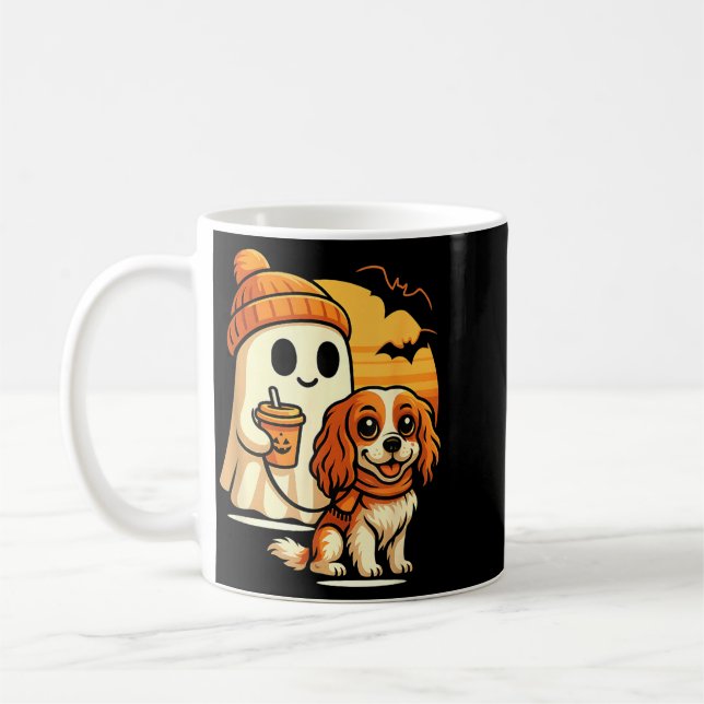 Lustiger Geist gehender Cavalier King Charles Hund Kaffeetasse (Links)