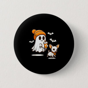 Lustiger Geist gehender Chihuahua-Hund Halloween F Button