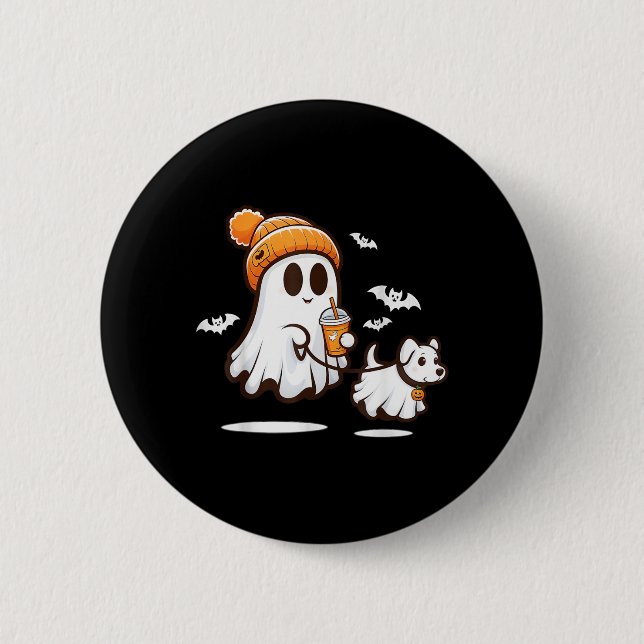 Lustiger Geist gehender Hund Geist Hund Halloween  Button (Vorderseite)