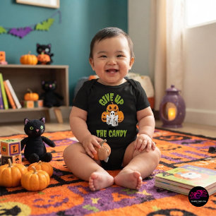 Lustiger Geist Gib Den Süßigkeiten Auf Halloween Baby Strampler