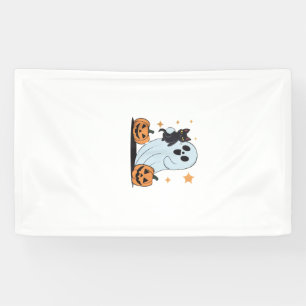 Lustiger Geist hält eine schwarze Katze Fauler Hal Banner