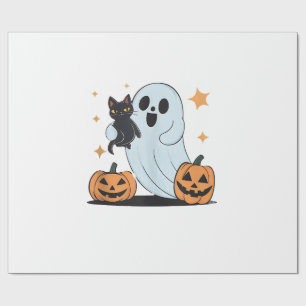 Lustiger Geist hält eine schwarze Katze Faules Hal Geschenkpapier