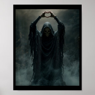 Lustiger Geist Herz Hände gruseliges Gesicht Hallo Poster
