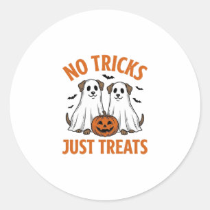 Lustiger Geist-Hund Halloween Keine Tricks, nur Le Runder Aufkleber