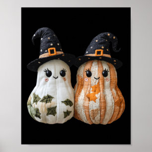 Lustiger Geist Kürbis Süße Halloween Patchwork Kun Poster