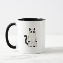 Lustiger Geist schwarze Katze Halloween