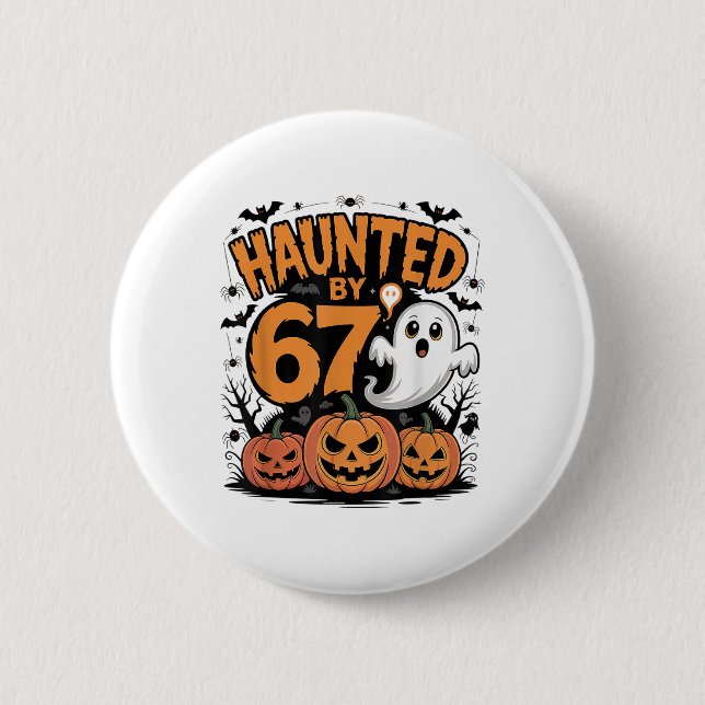 Lustiger Geist T Kürbis Halloween - Verflucht  Button (Vorderseite)
