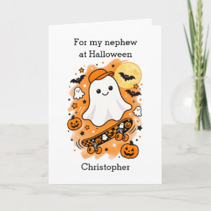 Lustiger Geist und Skateboard Halloween Neffe Karte