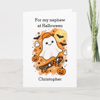 Lustiger Geist und Skateboard Halloween Neffe Karte
