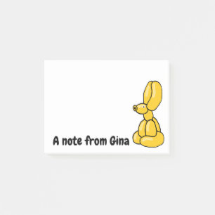 Lustiger gelber Ballon-Hasen-Kaninchen Post-it Klebezettel