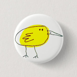 Lustiger gelber Vogel Doodle Button