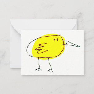 Lustiger Gelber Vogel Doodle Mitteilungskarte