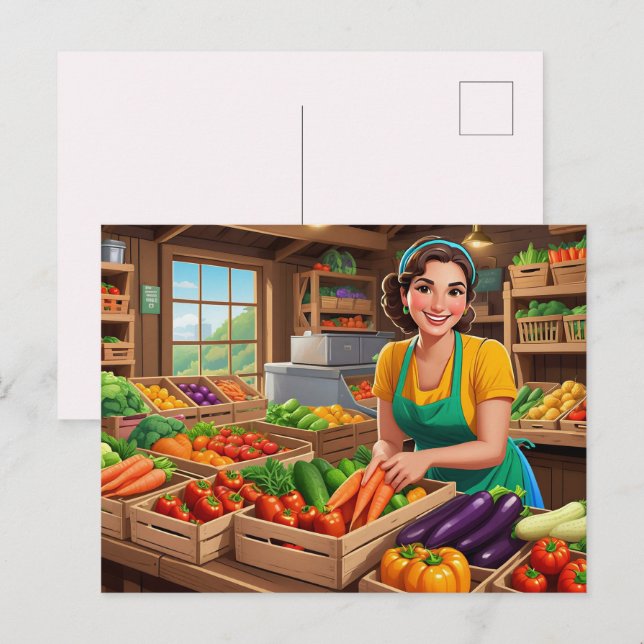 Lustiger Gemüsehändler für jeden Zweck  Postkarte (Vorne/Hinten)