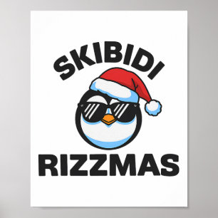 Lustiger Gen-Alpha-Slang-Weihnachtspinguin Skibidi Poster