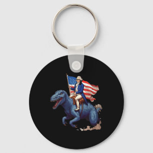 Lustiger George Washington, der auf einem Tyrannos Schlüsselanhänger