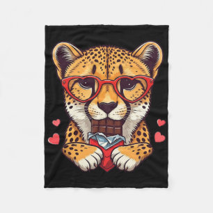 Lustiger Gepard Herz Schokolade Valentinstag Leopa Fleecedecke