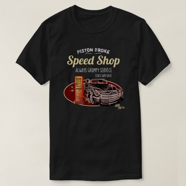 Lustiger Geschwindigkeits-Geschäfts-Kolben brach T-Shirt (Design vorne)