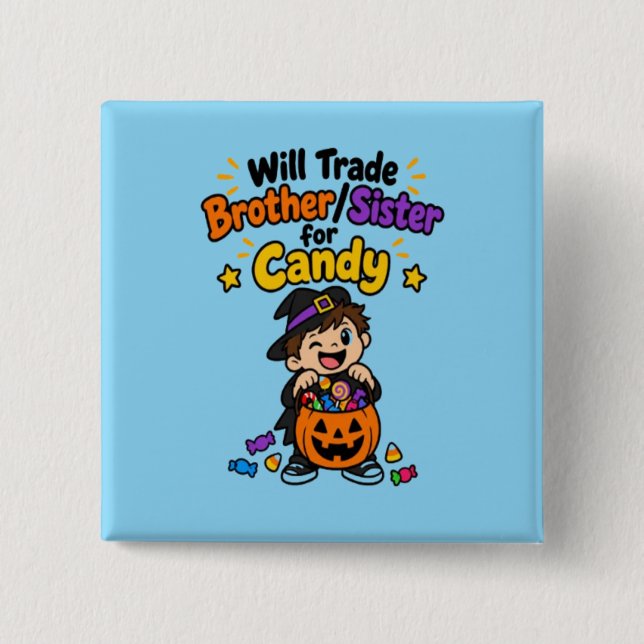 Lustiger Geschwister-Halloween Wird Bruder Schwest Button (Vorderseite)