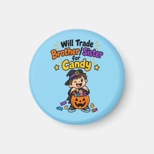 Lustiger Geschwister-Halloween Wird Bruder Schwest Magnet