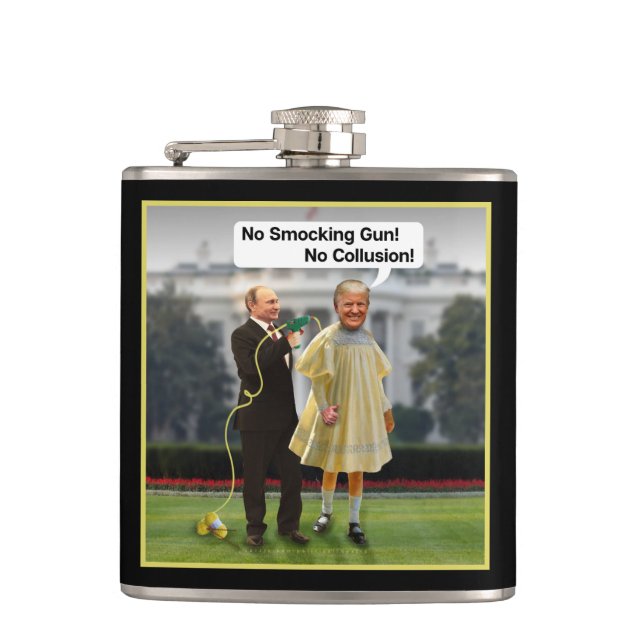 Lustiger Gewehr-Witz Donald Trump Putin Smocking Flachmann (Vorderseite)