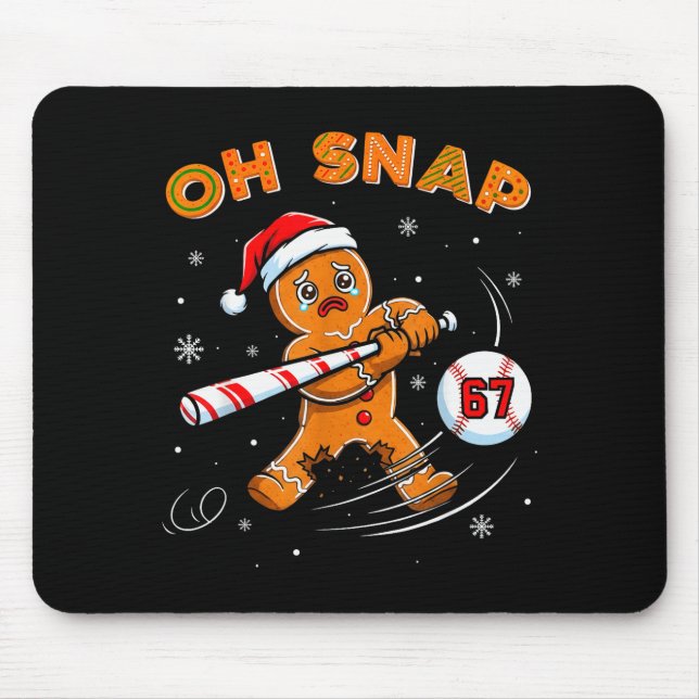 Lustiger Gingerbread Man Oh Snap 67 Baseball Meme  Mousepad (Vorne)