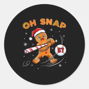 Lustiger Gingerbread Man Oh Snap 67 Baseball Meme Runder Aufkleber
