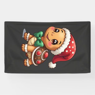 Lustiger Gingerbread Mann Turtle Weihnachten Damen Banner