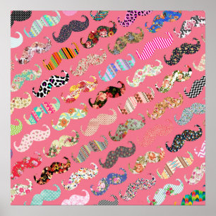 Lustiger Girly bunter rosa Azteke kopiert Poster