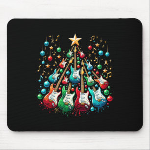 Lustiger Gitarre Weihnachtsmann Hut Weihnachtsbaum Mousepad