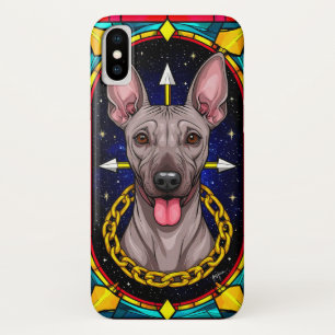 Lustiger Glasmalerei-Hund mit sternklarem Hintergr Case-Mate iPhone Hülle