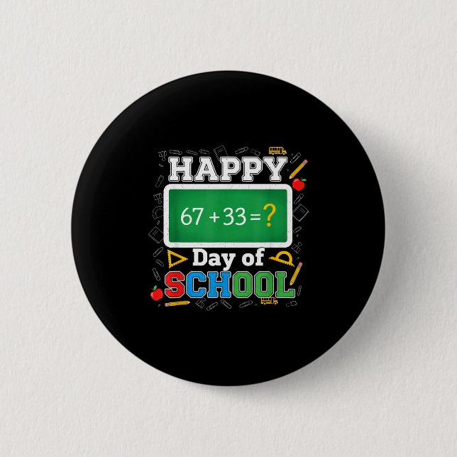 Lustiger glücklicher 100 Tage Schule Mathematikleh Button (Vorderseite)
