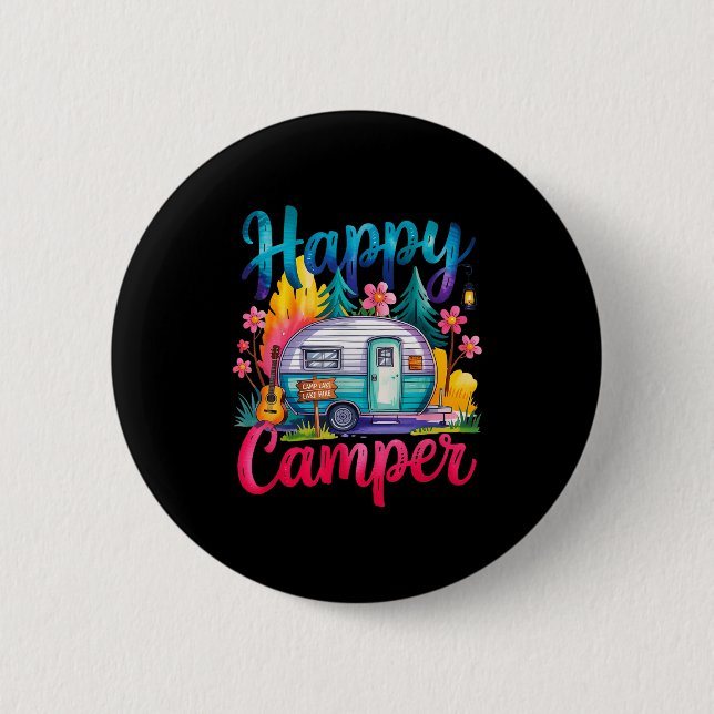 Lustiger glücklicher Camper Camping Bekleidung Anh Button (Vorderseite)