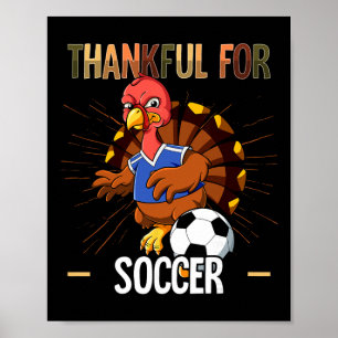 Lustiger glücklicher Erntedank Truthahn Fußball Li Poster