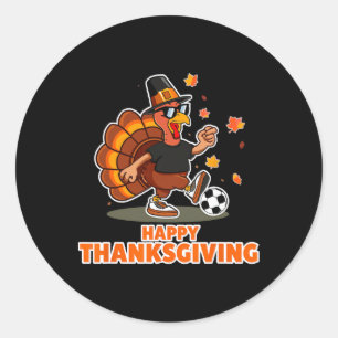 Lustiger glücklicher Erntedankfest Truthahn Fußbal Runder Aufkleber